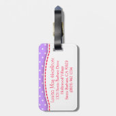 À Bagage Lilac rouge ladybug & pois nommé étiquette de baga (Dos Vertical)