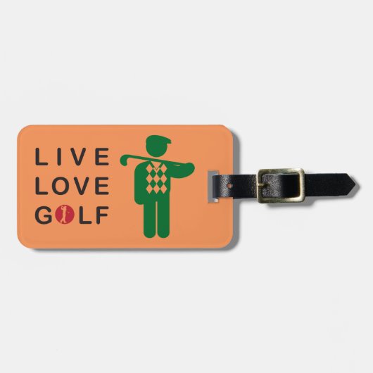 À Bagage Live love golf, étiquette bagage. (Devant horizontal)