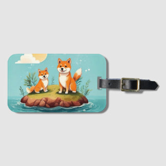 À Bagage mignonne shiba inu sur l'île étiquette bagages
