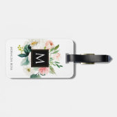 À Bagage monogramme floral aquarelle étiquette de nom perso (Dos horizontal)
