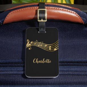 À Bagage Notes de musique Gold&Black moderne étiquette de b