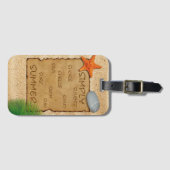 À Bagage Parchemin sur Arrière - plan de sable - étiquette (Devant Horizontal)