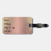 À Bagage Parties scintillant rose et or - étiquette de baga (Dos horizontal)