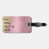 À Bagage Parties scintillant rose et or - étiquette de baga (Dos horizontal)