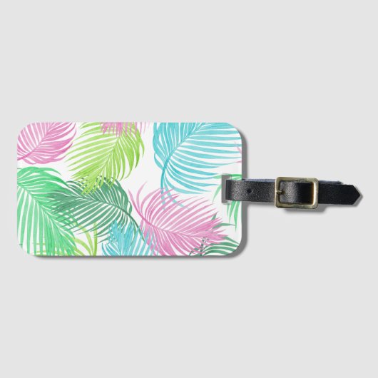 À Bagage Pastel Palms sur une étiquette de valise (Devant Horizontal)