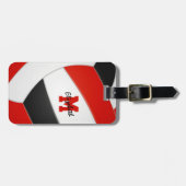 À Bagage rouge noir blanc monogrammed volleyball étiquette  (Devant horizontal)
