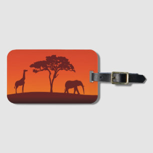 À Bagage Silhouette africaine de safari - étiquette de