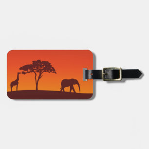 À Bagage Silhouette africaine de safari - étiquette de