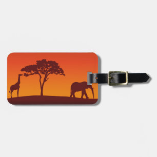 À Bagage Silhouette africaine de safari - étiquette de