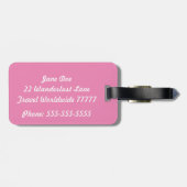 À Bagage Son étiquette de bagages rose et blanc vif (Dos horizontal)