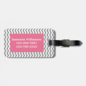À Bagage Zigzag gris de Chevron de monogramme et étiquette (Dos horizontal)