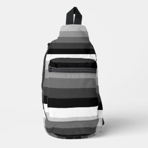 À Bandoulière Sac banane - Rayures Noir Blanc Gris
