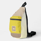 À Bandoulière Sac carrossable beige jaune blanc croix (Coin droit)