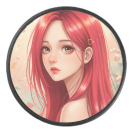 A beautiful girl exuding grace in nature hockey puck