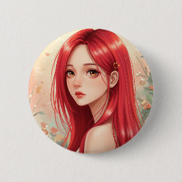 A beautiful girl exuding grace in nature ronde button 5,7 cm