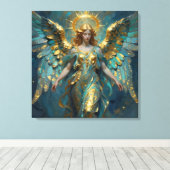 A Beautiful Gold and Turquoise Angel  Canvas Afdruk (Insitu (Houten vloer))