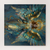 A Beautiful Gold and Turquoise Angel  Legpuzzel (Horizontaal)