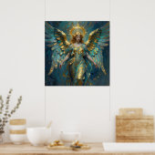 A Beautiful Gold and Turquoise Angel Poster (Keuken)
