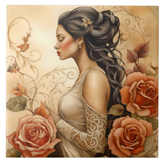 A Beautiful Lady Bathroom Border Tegeltje