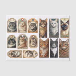 A Beautiful Set of Vintage Inspired Cat Tags Tissuepapier
