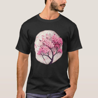 A Beautiful Symbol of Renewal Cherry Blossom Geome T-shirt