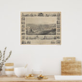 A Birds-Eye Uitzicht Sacramento, 1857 Poster (Keuken)