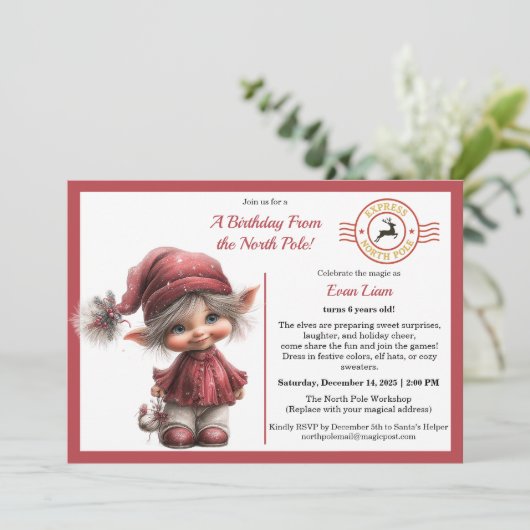 A Birthday From the North Pole | Whimsical Elf  Kaart (Staand voorkant)