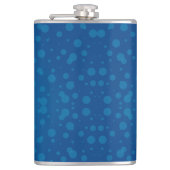 A blue hip flask with a silver cap  heupfles (Voorkant)