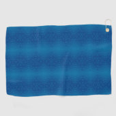 A blue towel with a subtle dotted pattern hangs  golfhanddoek (Horizontaal)