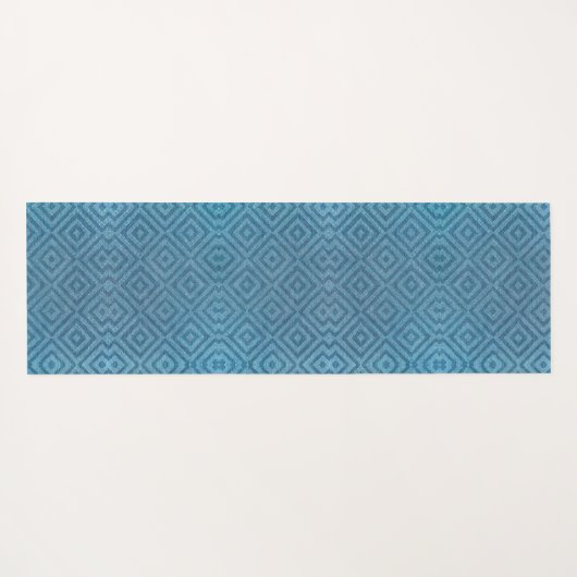 A blue yoga mat with a subtle geometric pattern  (Achterkant (horizontaal))