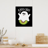 A-boo-cado Funny Avocado Pun Dark BG Poster (Keuken)