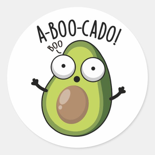 A-boo-cado Funny Avocado Scare Puns Ronde Sticker (Voorkant)