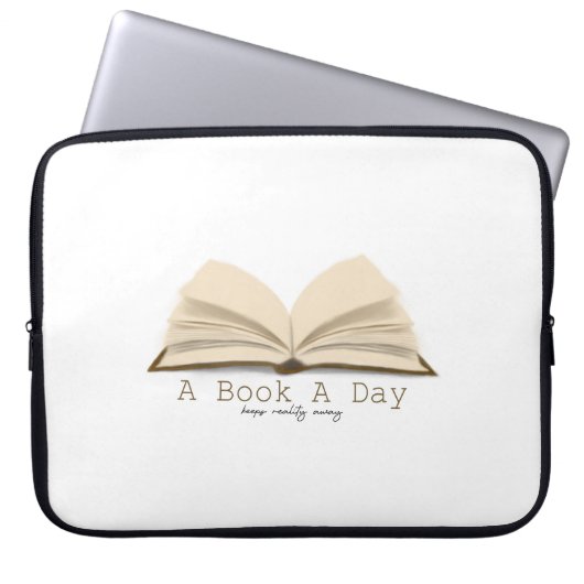 A Book A Day: Keeps Reality Away Electronics Bag Laptop Sleeve (Voorkant)