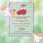 A Boy and Girl Twins Baby Shower Flat Card Kaart