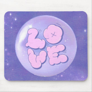 A Bright Bold mouse pad with a purple love design Muismat