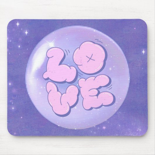 A Bright Bold mouse pad with a purple love design Muismat (Voorkant)