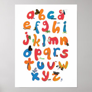 A Bug Collection Alphabet Children Wall Art Poster