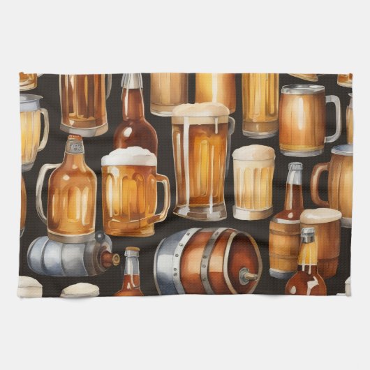 A Bunch of Beer kegs and Glasses  Theedoek (Horizontaal)