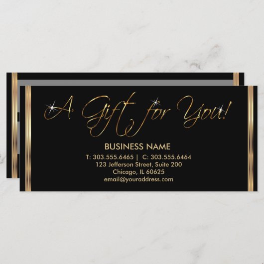 *A Cadeaubon - zwart en goud (Voorkant / Achterkant)