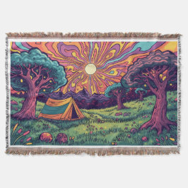 A camping design throw blanket deken