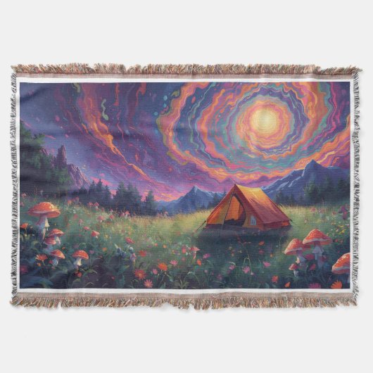 A camping scene throw blanket  deken (Voorkant)