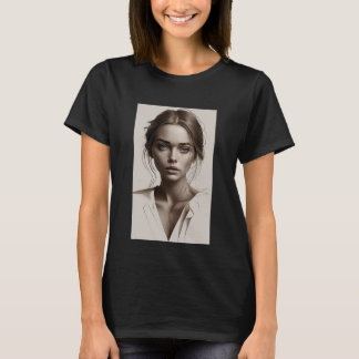 a captivate minimalist portrait of young woman t-shirt