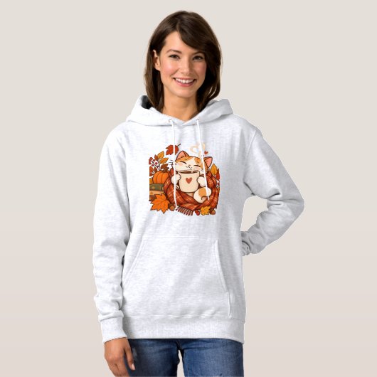 À Capuche Doux Pull Chat d'Automne (Devant entier)