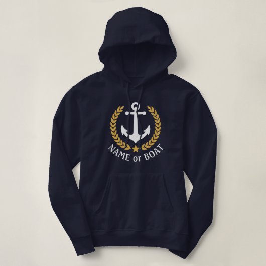 À Capuche Nom du bateau d'Ancres nautiques Gold Laurel Pull  (Design devant)