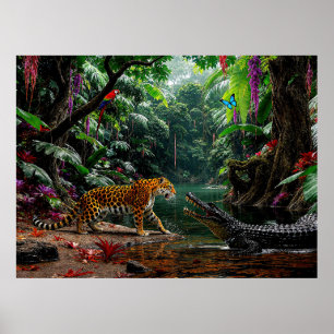 "A Chance Encounter" - Kleurrijk Wildlife Portret Poster