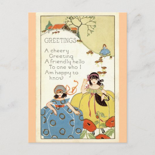 A Cheery Greeting Repro 1913 Briefkaart (Voorkant)