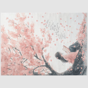 A Cherry Blossom Dromerig Meisje Serie Design #2 Tissuepapier