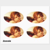 A Cherub, Detail van de Sistine Madonna - Raphael Ovale Sticker (Vel)