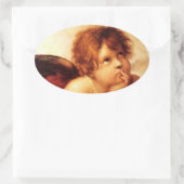 A Cherub, Detail van de Sistine Madonna - Raphael Ovale Sticker (Tas)