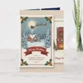 A Christmas card with snowy scenes, festive text, Kaart (Voorkant)
